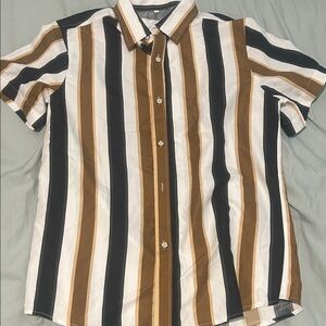 SHEIN Men's Casual Striped Shirt - Black, White, Brown